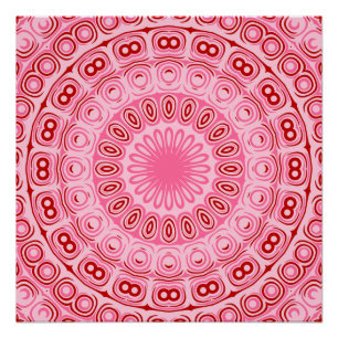 Karmesinrotes und Rosa Mandala-Muster Poster