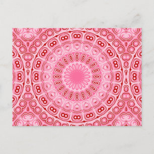 Karmesinrotes und Rosa Mandala-Muster Postkarte