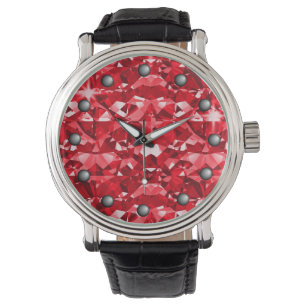Karminrote rote Schein-Diamanten Armbanduhr