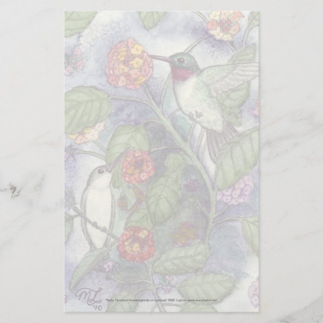"Karminrote Throated Kolibri-" Briefpapier (Vorderseite)