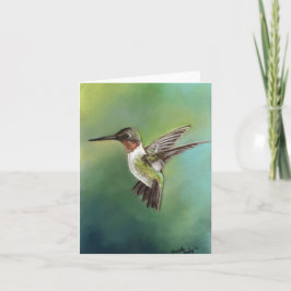 Karminrote Throated Kolibri-Vogel-Kunst Notecard Karte