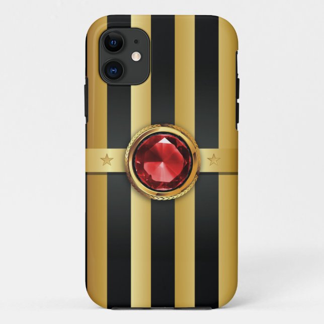 Karminrotes Edelstein-Luxusgold Stripes iPhone 5 Case-Mate iPhone Hülle (Rückseite)
