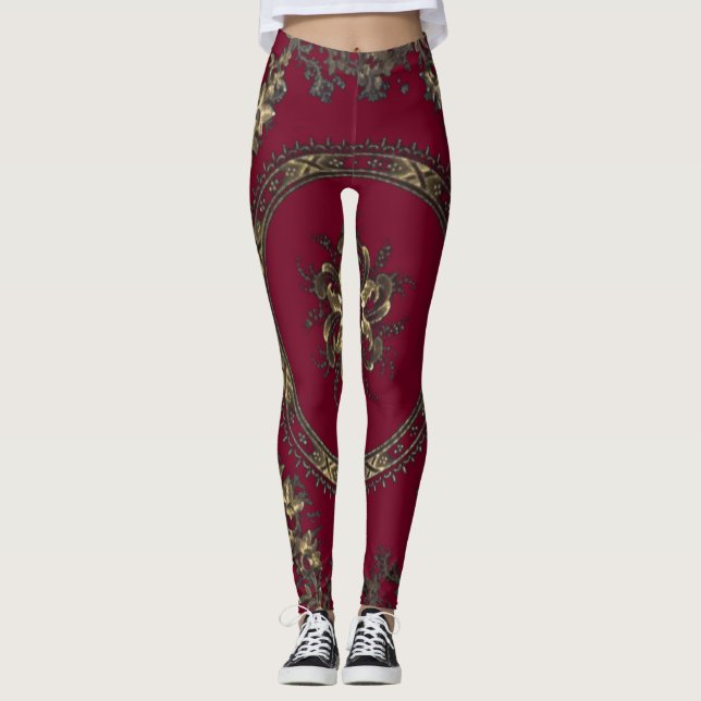 Karminrotes Mädchen Leggings (Vorderseite)