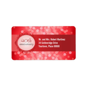 Karminrotes rotes Bokeh 40. Adressaufkleber