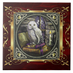 Karminrotes rotes mittelalterliches Hexerei-Ritual Fliese