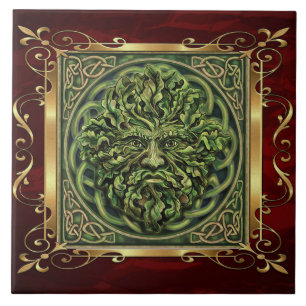 Karminrotes rotes mittelalterliches Hexerei-Ritual Fliese