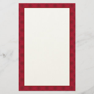 Karminrotes rotes Schneeflocke-Muster Briefpapier