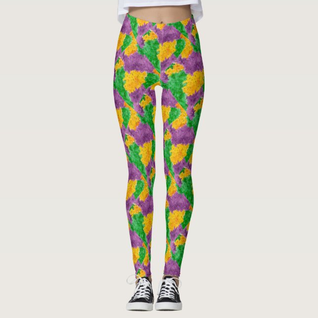 Karneval-Aquarell Pointillize Tarnung Leggings (Vorderseite)