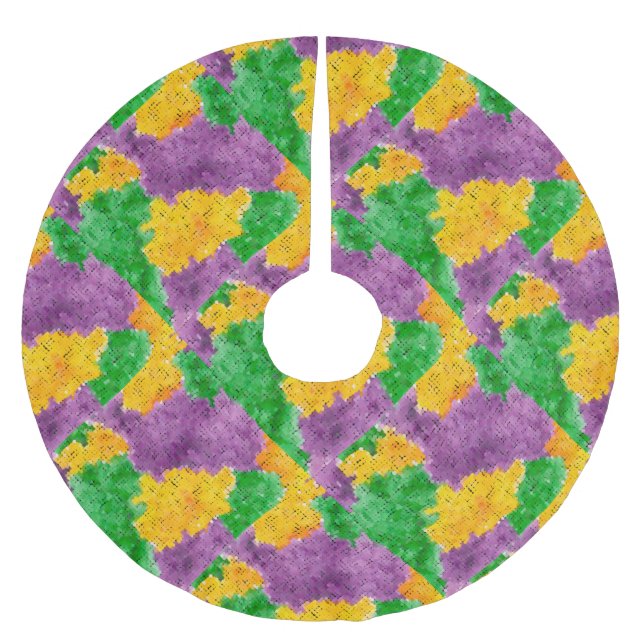 Karneval-Aquarell Pointillize Tarnung Polyester Weihnachtsbaumdecke (Vorderseite)