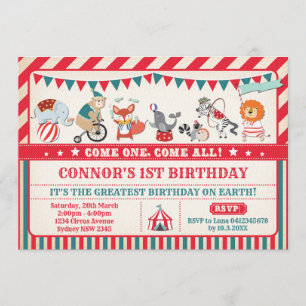 Karneval Birthday Circus Animals Party einladen Einladung
