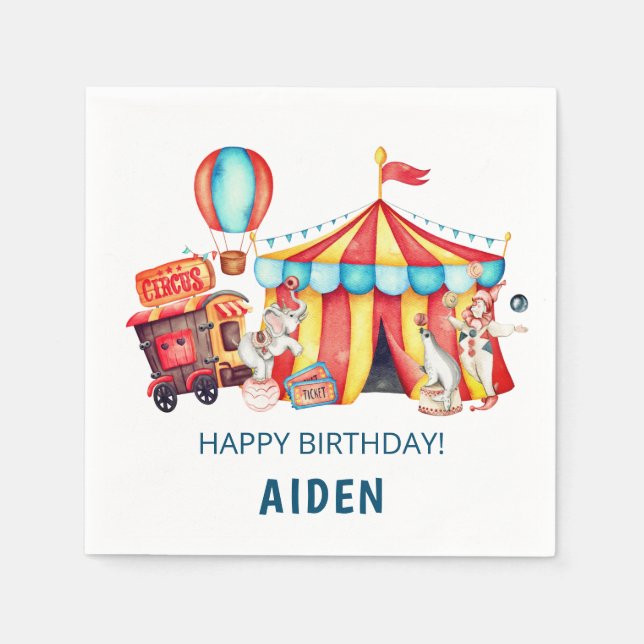 Karneval Circus Big Blue Geburtstag Serviette (Vorderseite)