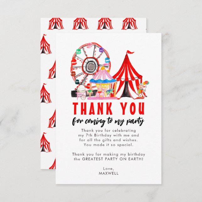 Karneval Circus Clownfestival Dankeskarte (Vorne/Hinten)