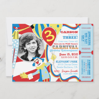 Karneval Circus Clowns Geburtstag Einladung