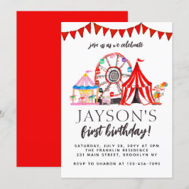 Karneval Circus Fair Ferris Wheel Party Geburtstag Einladung