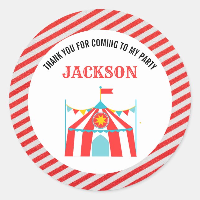 Karneval Circus Geburtstag Runder Aufkleber (Vorderseite)