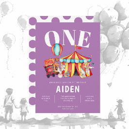 Karneval Circus Große Lila 1. Geburtstag Einladung