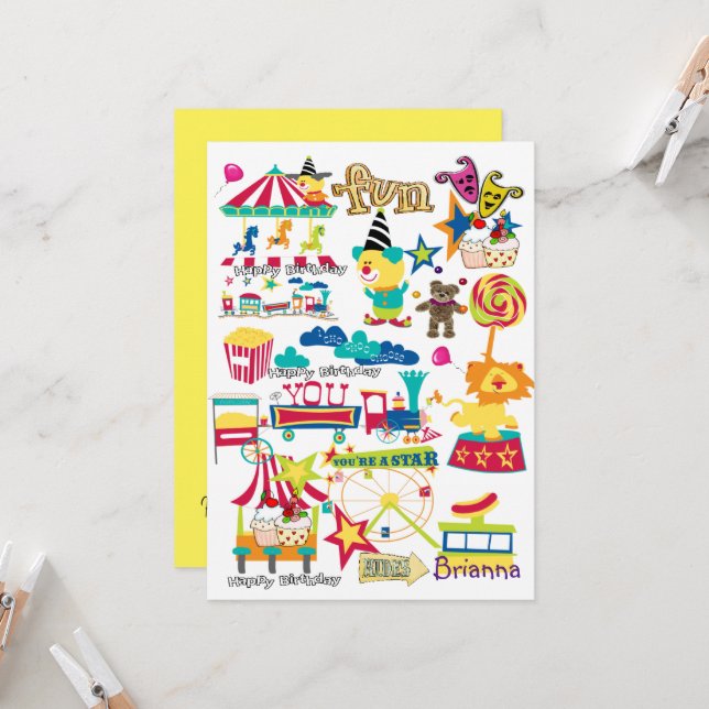 Karneval Circus Happy Geburtstag Einladung (Vorderseite/Rückseite Beispiel)