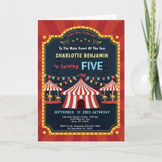 Karneval Circus Mergo Runde Geburtstagsparty Einladung