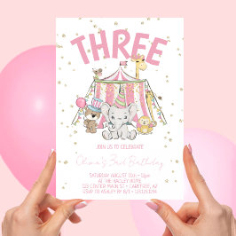 Karneval Circus Pink 3. Geburtstag Einladung