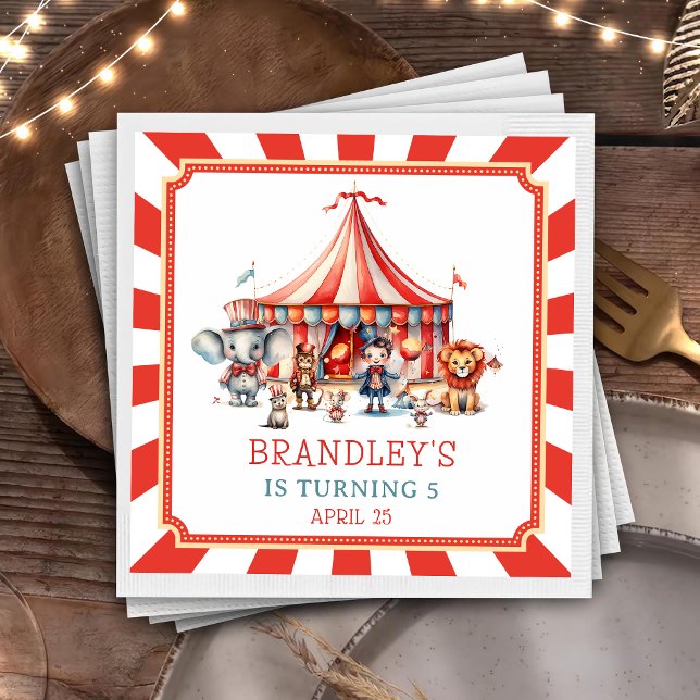 Karneval Circus Show & Animals Geburtstag Napkin Serviette (Von Creator hochgeladen)