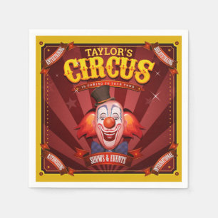 Karneval Clown ADD NAME Big Top Family Circus Show Serviette