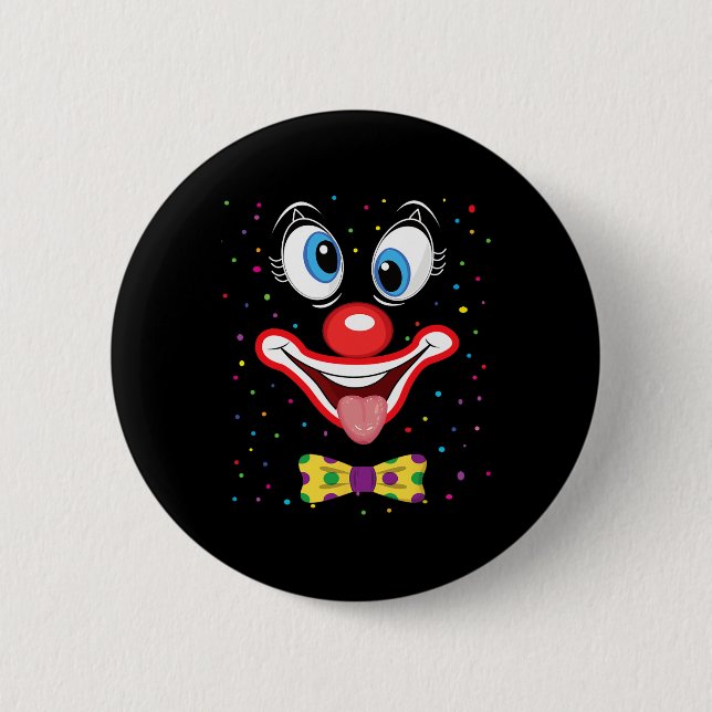 Karneval Clown Gesicht Circus Kostüm Kinder Männer Button (Vorderseite)