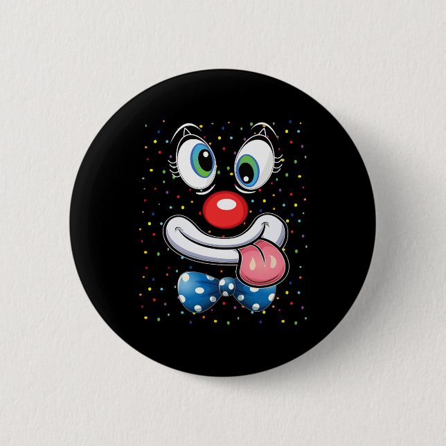 Karneval Clown Gesicht Circus Kostüm Kinder Männer Button (Vorderseite)