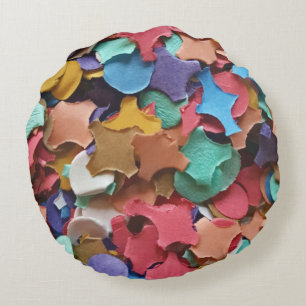 Karneval Confetti farbenfrohe Papierstücke Stücke  Rundes Kissen