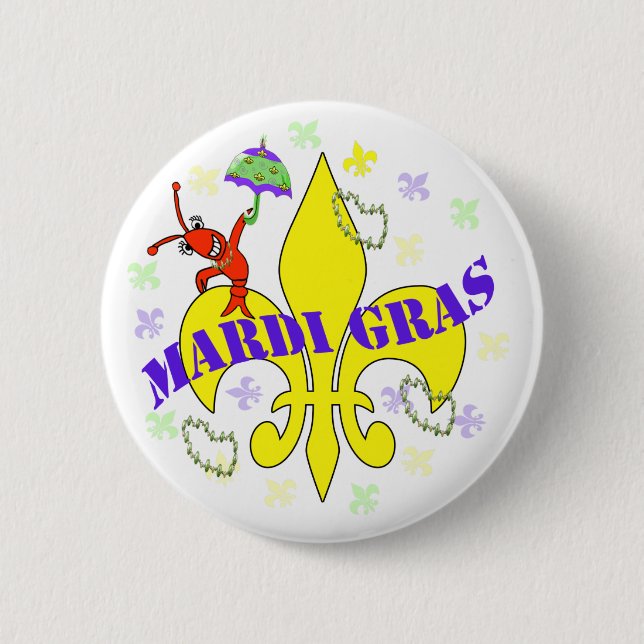 Karneval Crawfish Fleur de Lys Button (Vorderseite)