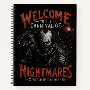 Karneval der Albträume Gruseliger Clown Halloween- Notizbuch