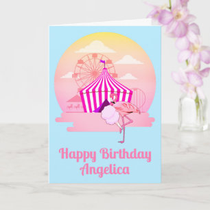 Karneval der lustigen Flamingo-Geburtstagsfeier Karte