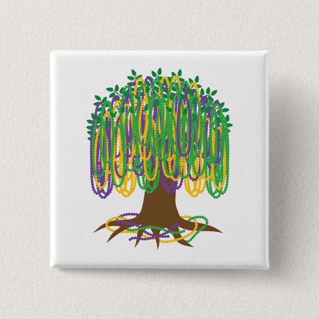 Karneval der Mardi Gras Bead Tree Button (Vorderseite)