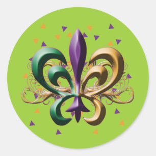 Karneval Fleur de Lis Design Runder Aufkleber