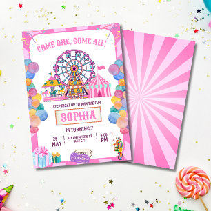Karneval Geburtstagseinladung Zirkus Mädchen Gebur Einladung