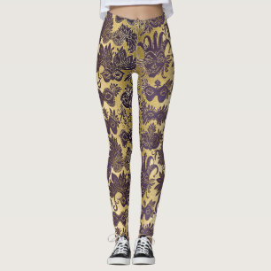 Karneval-Gold und lila Masken Leggings