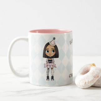 Karneval Harlekin Mädchen Zweifarben-Kaffeetasse Zweifarbige Tasse