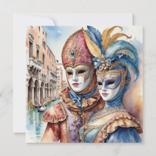 Karneval in Venedig Venezianische Masken Feiertagskarte (Vorderseite)