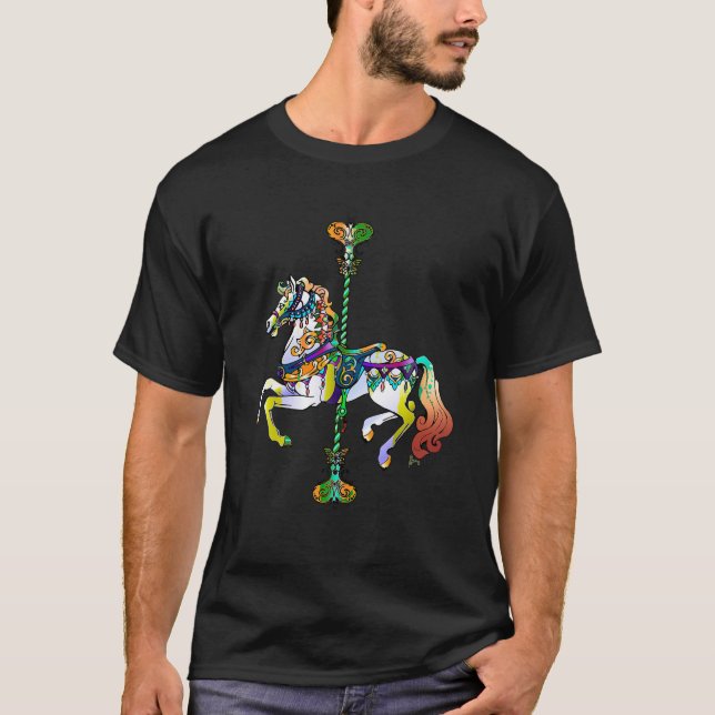 Karneval Karussell Pferdedesign T Shirt (Vorderseite)