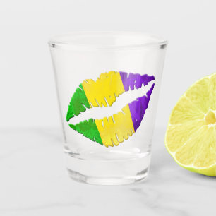 Karneval-Kuss-Lippenlila gelbes Grün Schnapsglas