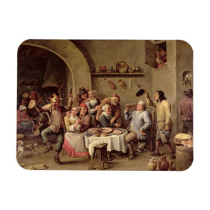 Karneval: "Le Roi Boit", 1690 (Öl auf Kupfer) Magnet