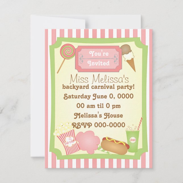 Karneval-Leckereien Einladung (Vorderseite)