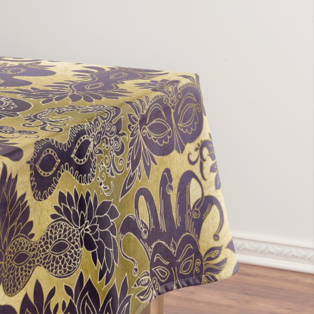Karneval-lila Maskerade maskiert Imitat-Gold Tischdecke (Beispiel)