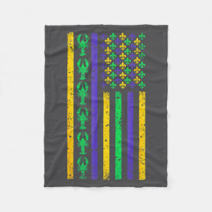 Karneval Mardi Gras USA Amerikanische Flagge Crawf Fleecedecke