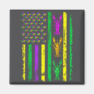 Karneval Mardi Gras Usa Amerikanische Flagge Crawf Magnet