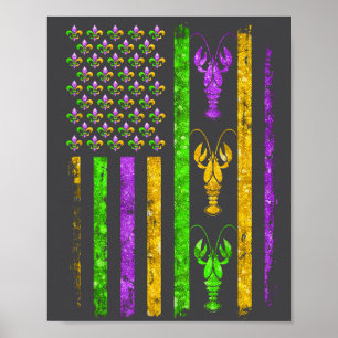 Karneval Mardi Gras Usa Amerikanische Flagge Crawf Poster