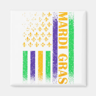 Karneval Mardi Gras USA Amerikanische Flagge Fleur Magnet