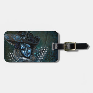 Karneval Mask Blue Damask Gepäckmarke Gepäckanhänger