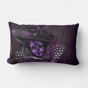 Karneval Maske Lila Damask Kissen