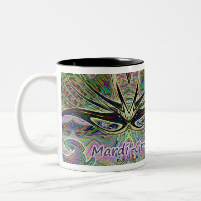 Karneval-Masken-Kaffeetasse Zweifarbige Tasse (Links)