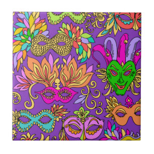 Karneval-Maskerade-Masken-helles lila Grün Fliese